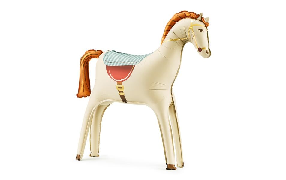 Partydeco Ballon en aluminium cheval, Crème, 86.5 x 86.5 cm, 1 pièce