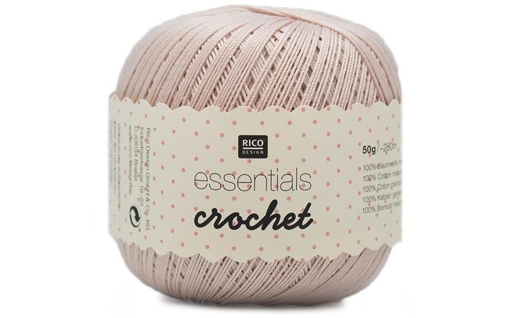 Rico Design Fil à crochet et à tricoter Essentials Crochet 50 g, Rose pâle