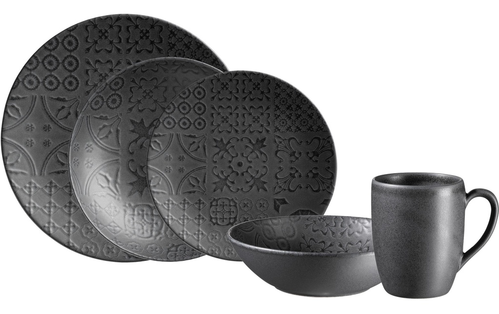 Mäser Set d’assiettes Tiles 10 pièces, noir