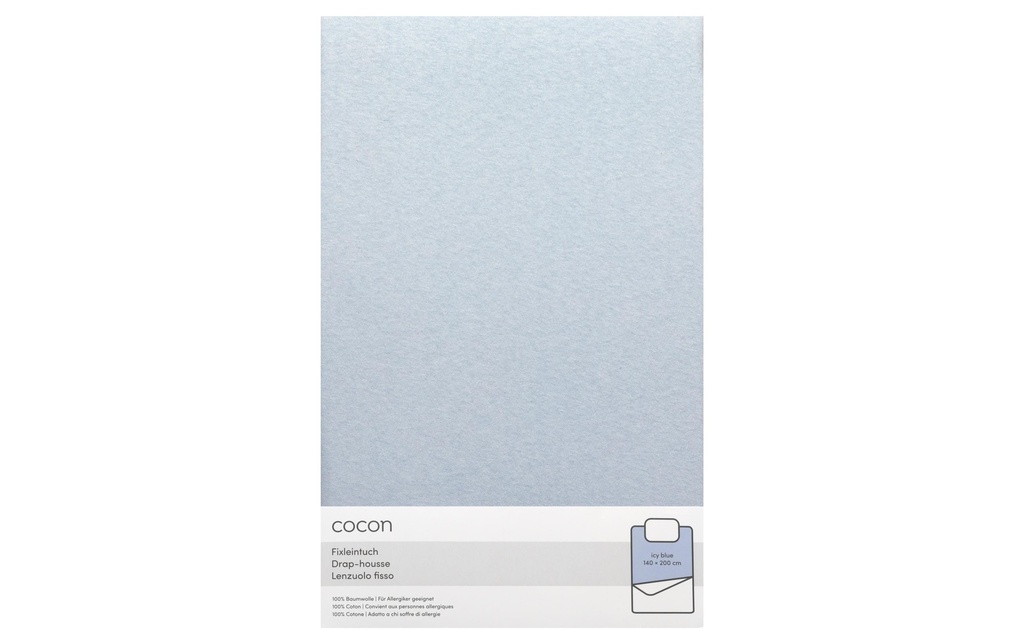 COCON Drap-housse Jersey 140-160 x 200 cm, bleu glacier