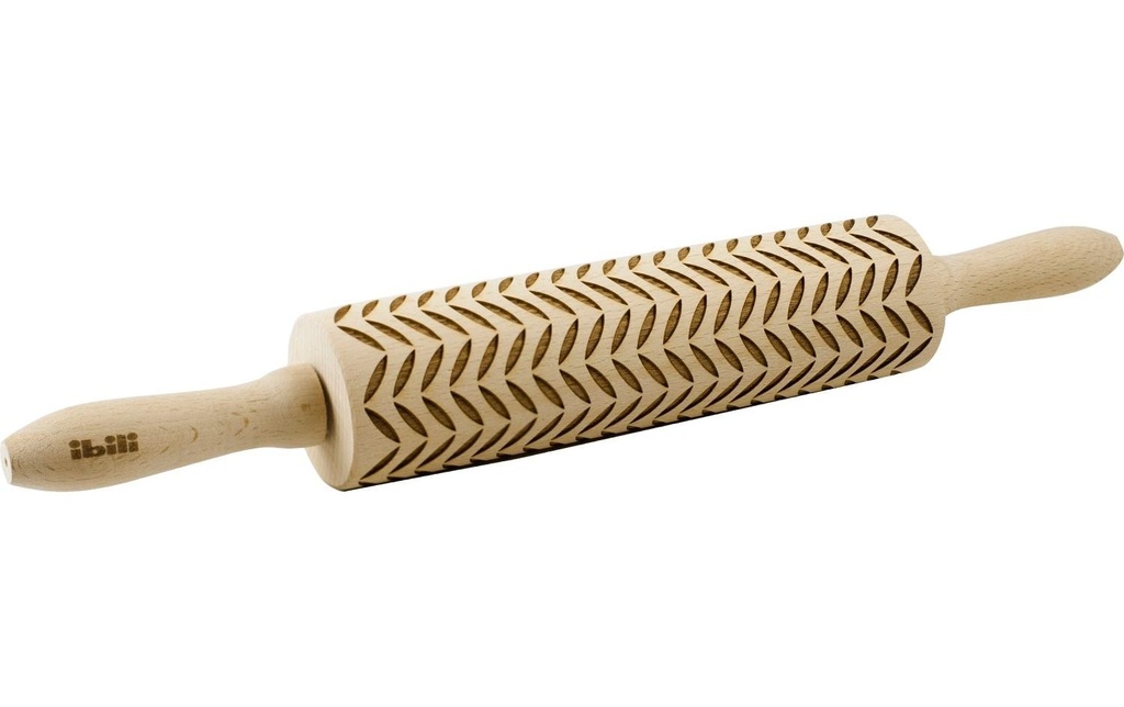 Ibili Rouleau à pâtisserie avec décoration de feuilles 39,5 x 5 cm, Brun