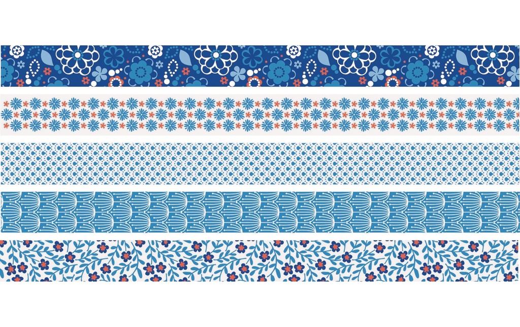 Heyda Ruban Washi Fleurs mini bleu