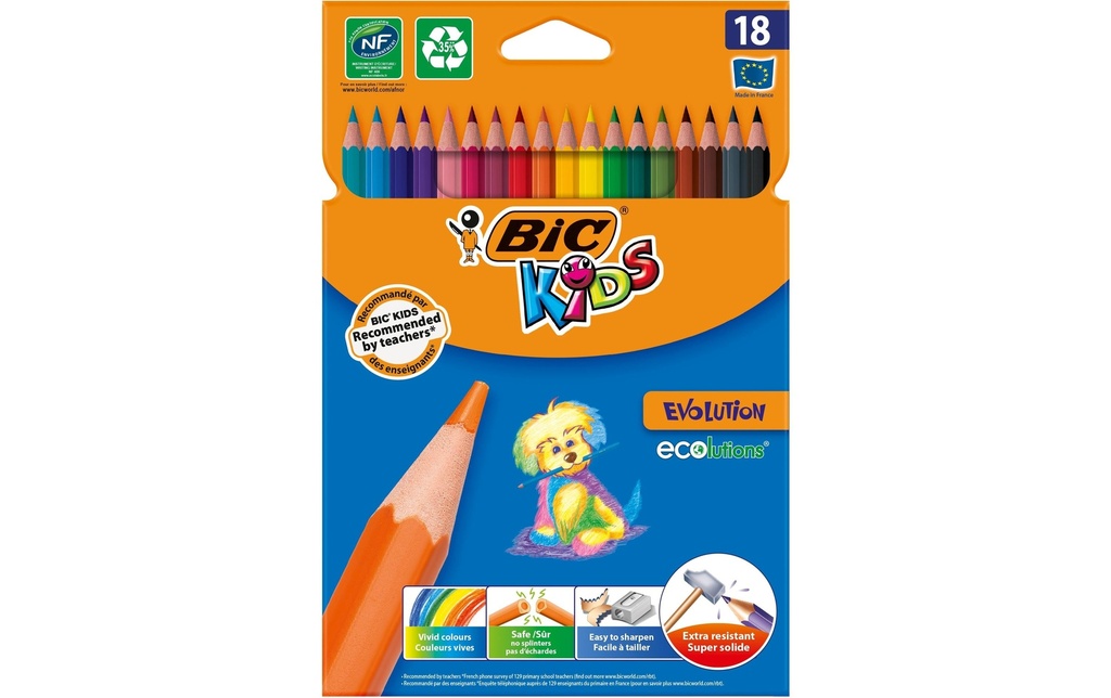 BIC Crayon coul.Kids Evolution 18p (18 pces)