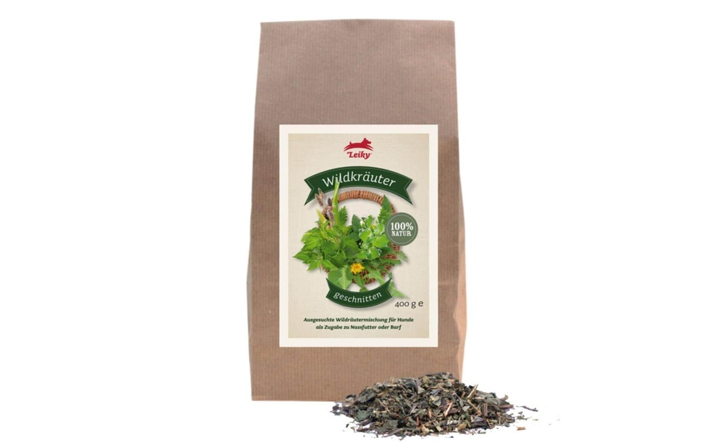 Leiky Supplément alimentaire pour chiens Herbes sauvages, 400 g