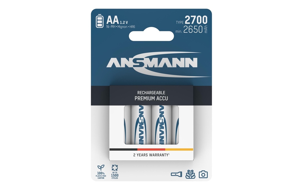 Ansmann Batterie Typ 2700 NiMH AA 2700 mAh, 4 Pièce/s