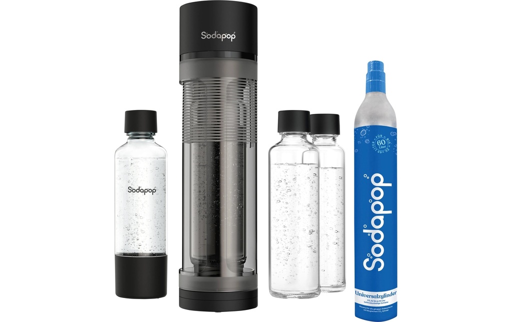 Sodapop Gazéificateur d’eau Logan Transparent/Noir mat