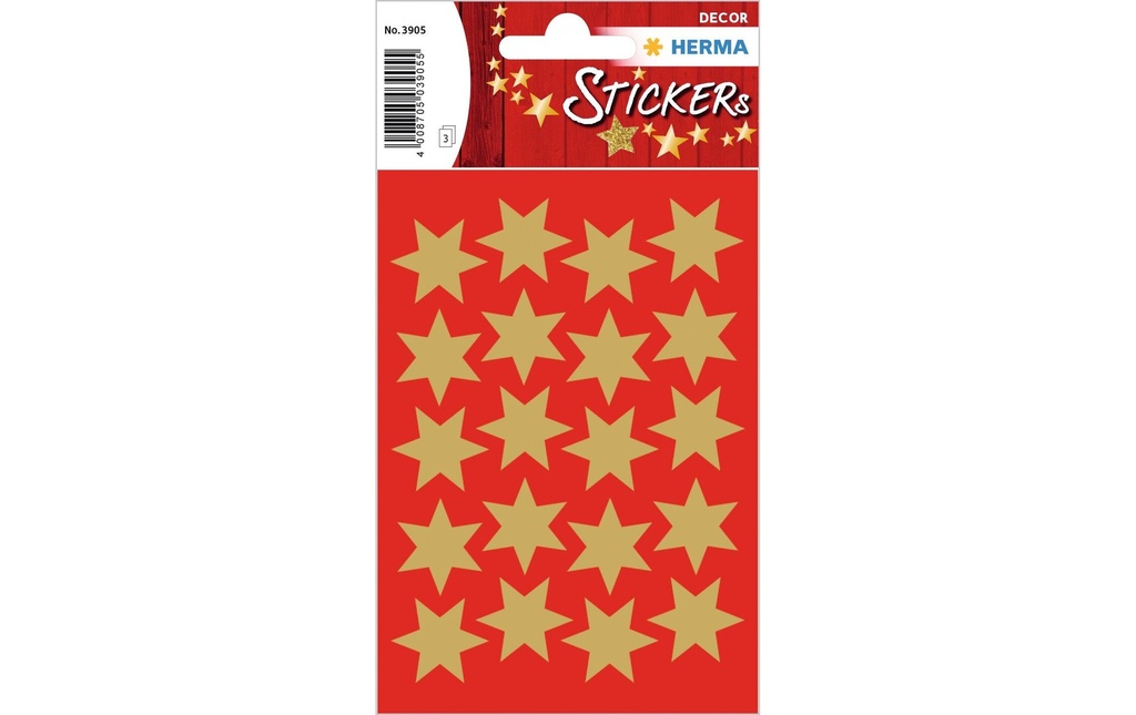 Herma Stickers Autocollants de Noël Étoiles, 3 feuilles / 60 autocollants