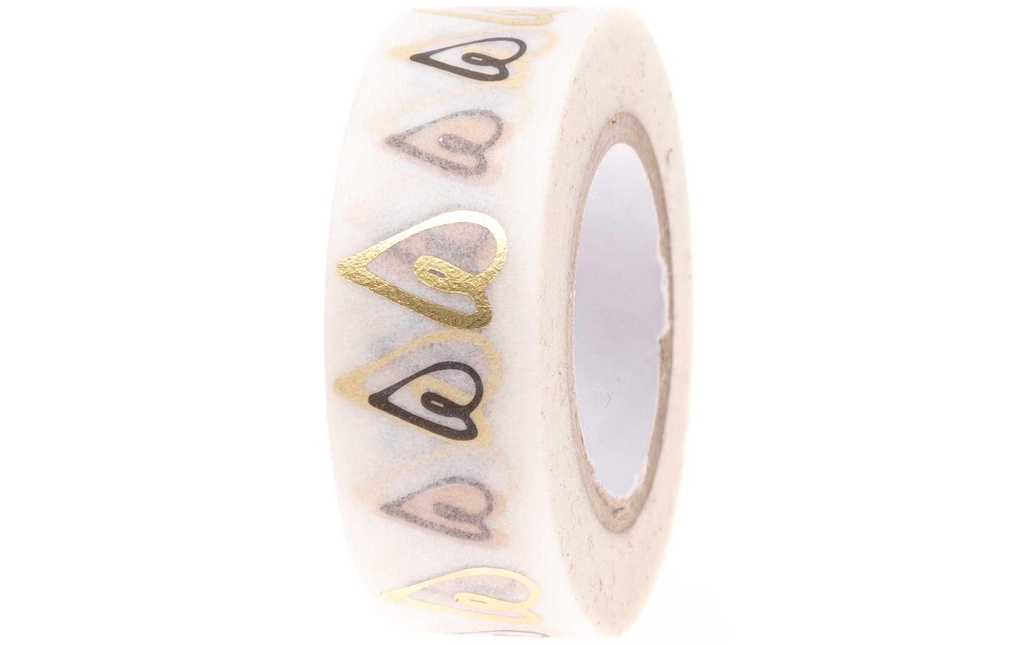 Rico Design Ruban Washi Coeurs 1,5 cm x 10m, Doré