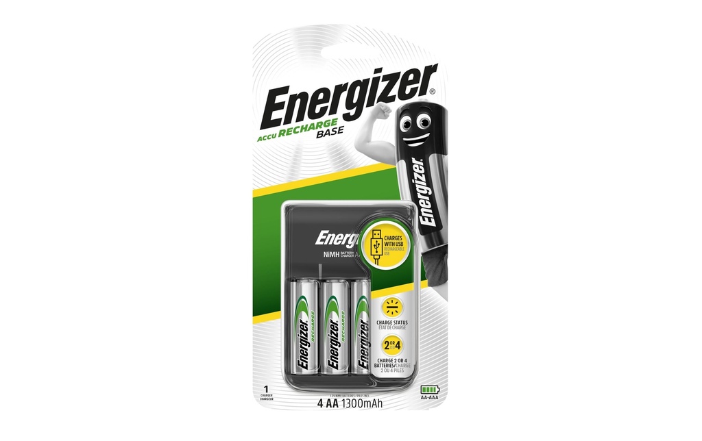 Energizer Chargeur Base Charger Micro-USB + 4x AA 1300 mAh