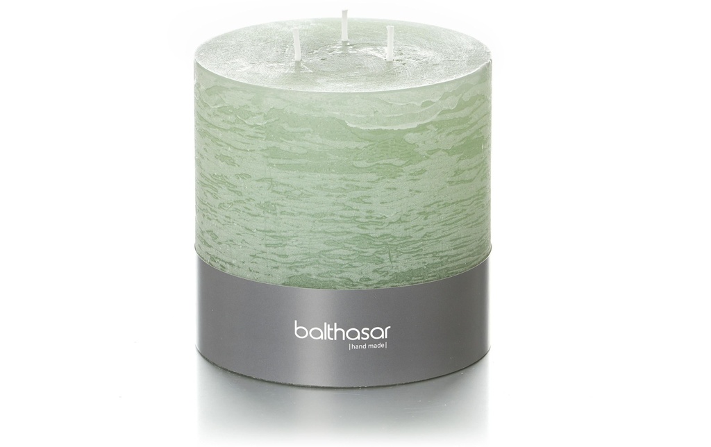 balthasar Bougie cylindrique Rustico 3 mèches 12 x 12 cm, vert clair