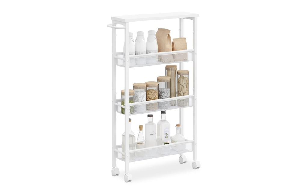 relaxdays Chariot à crédence 77 x 13 x 45.5 cm Blanc