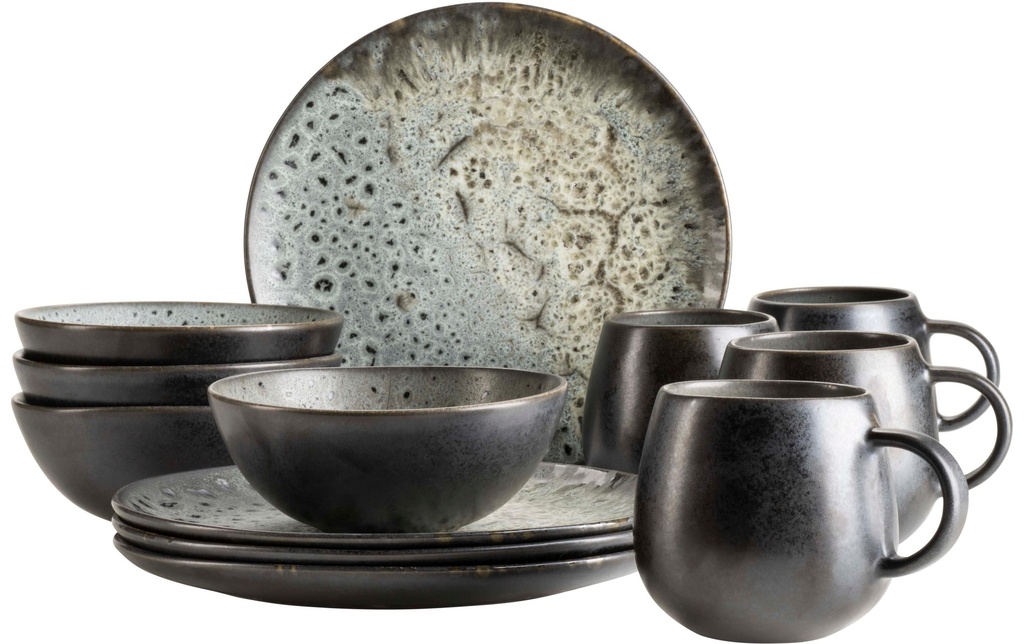 Mäser Assiettes pour le petit-déjeuner et à dessert Carellia 12 pièces, gris