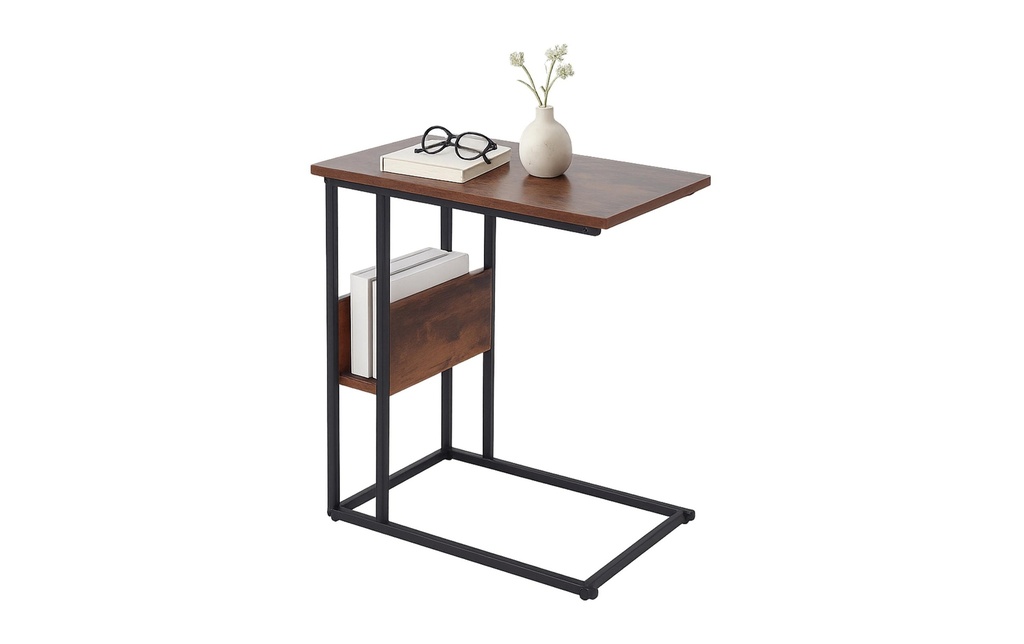 relaxdays Table d'appoint en forme de C 60 x 55 cm brun foncé