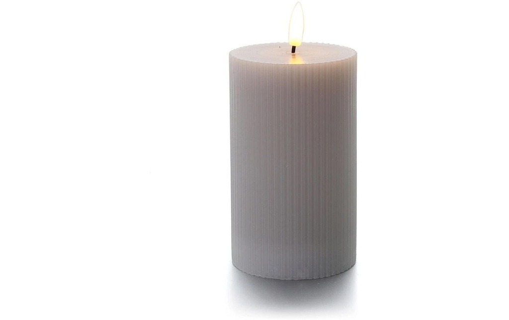balthasar Bougie cylindrique LED Rainures, gris clair