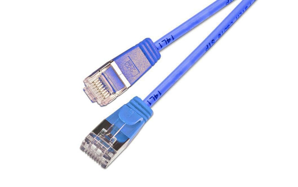 SLIM Câble patch slim RJ-45 - RJ-45, Cat 6, U/FTP, 7.5 m, Bleu