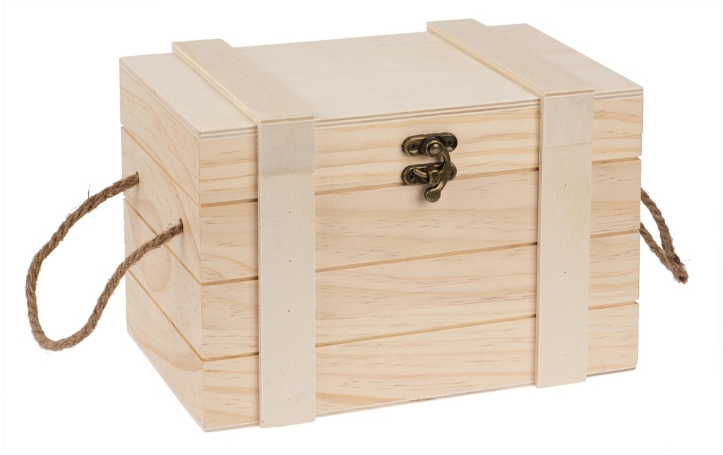 Glorex Article en bois Coffre au trésor 24 x 16.5 x 15.5 cm