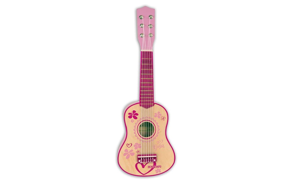 Bontempi Instrument de musique Guitare en bois 55 cm autocollants