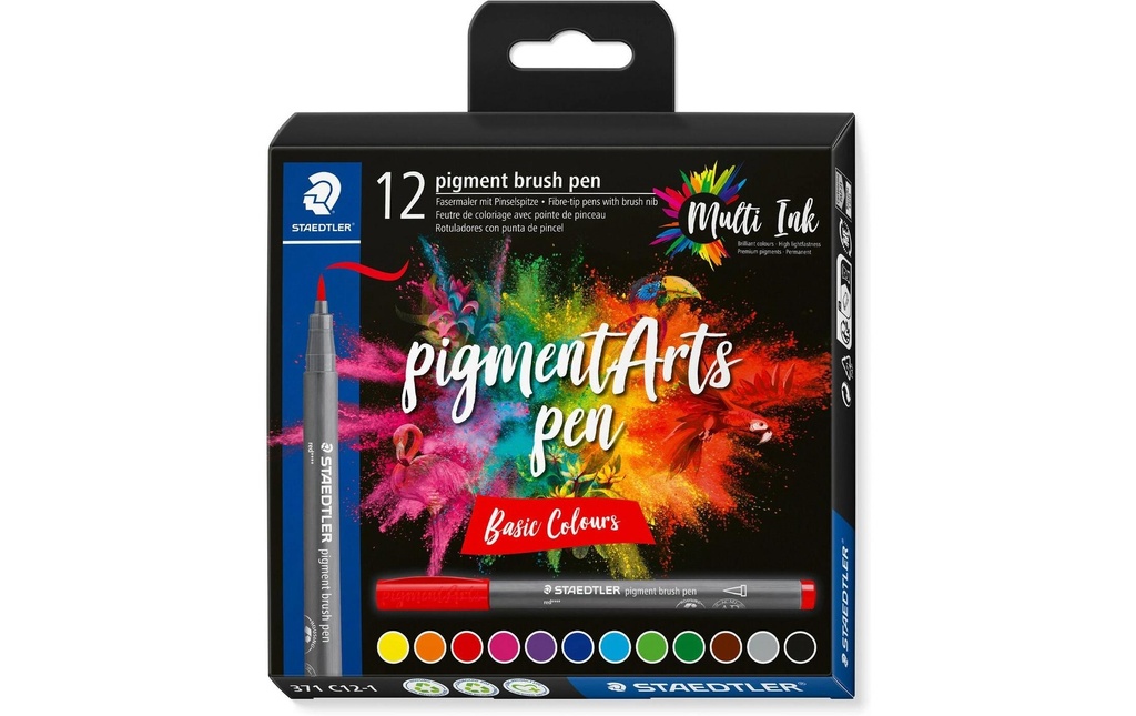 Staedtler Feutres de coloriage Pigment Arts Brush Pen Basic Colours