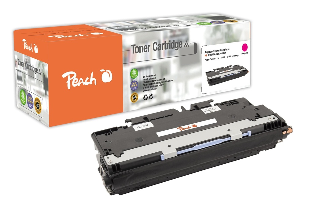 Peach Toner pour HP Nr. 309A (Q2673A) Magenta
