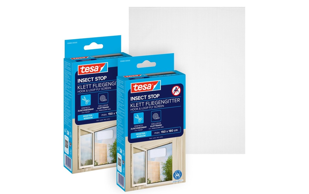 tesa Moustiquaire -Set standard, 2x 1.5 m x 1.8 m, blanc