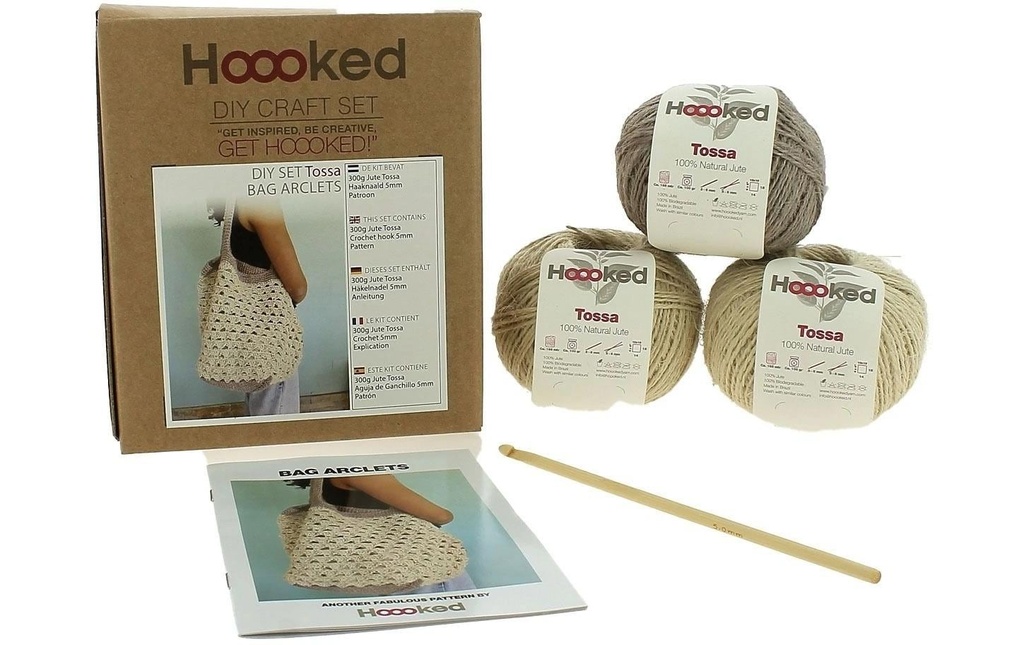 Hoooked Kit de crochet sac Tossa, Arclets Crème vanille