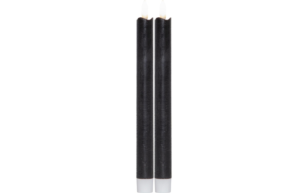 Star Trading Set de bougies LED sur tige Dîner 2P Flamme 25 cm – noir