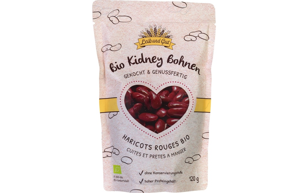 Leib und Gut Haricots rouges cuits bio 120 g