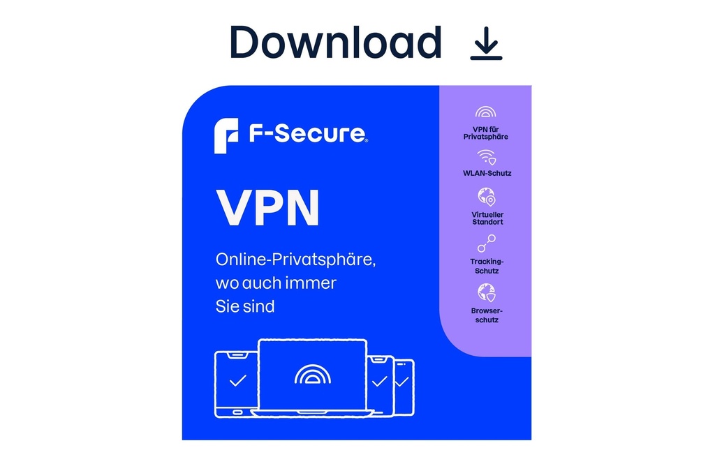 F-Secure Secure VPN ESD, version complète, 3 appareils, 1 an
