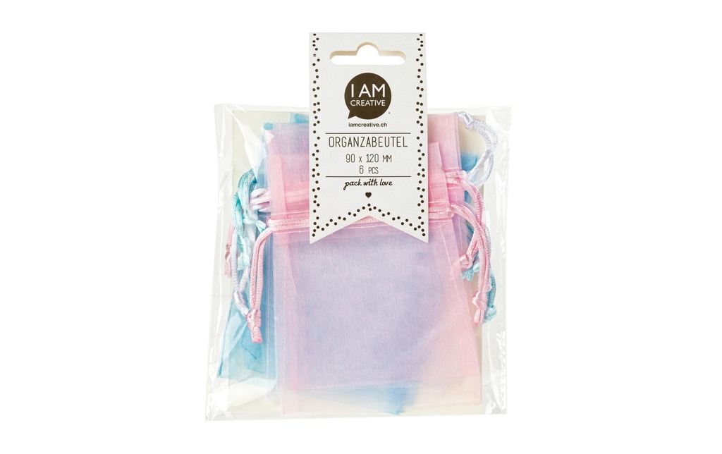 I AM CREATIVE Sac en organza Baby 9 x 12 cm, 6 pièces