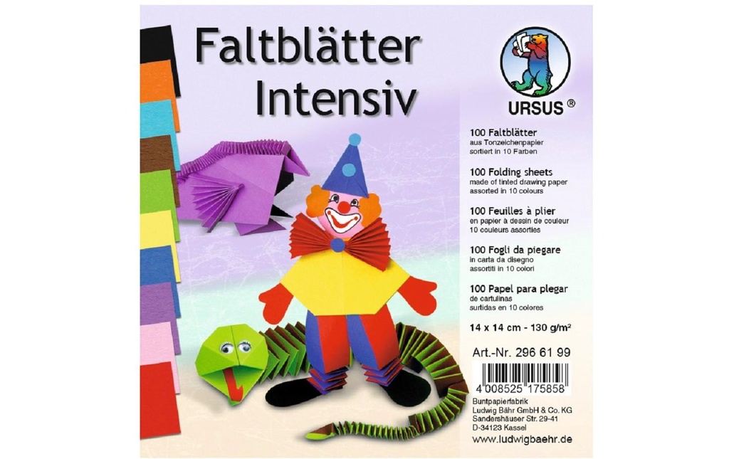 URSUS Feuilles origami 10 couleurs 100 feuilles