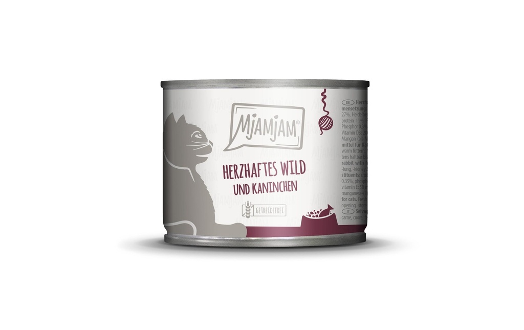 Mjamjam Alimentation humide Boîte gibier & lapin, 200 g