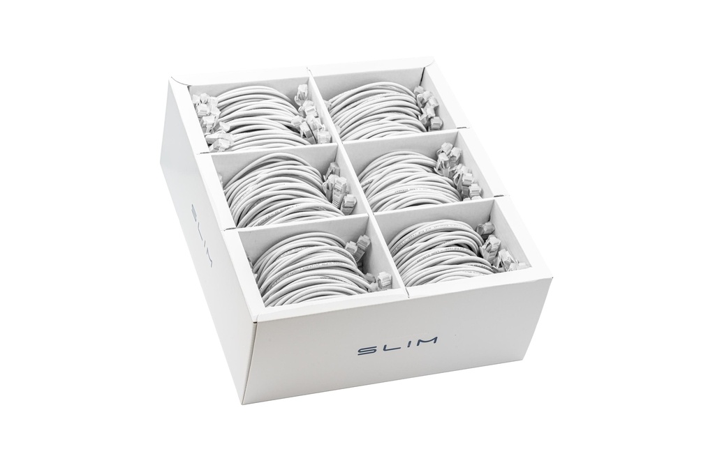 SLIM Câble patch slim RJ-45, Cat 6A, U/FTP, 2 m, Blanc, 60-Pack