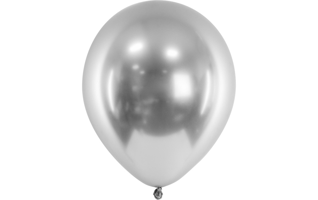 Partydeco Ballon de baudruche Glossy Argenté, Ø 30 cm, 10 pièces