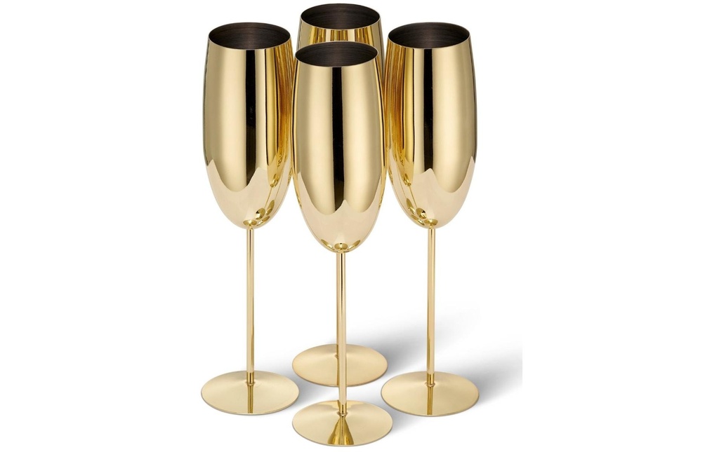 Oak & Steel Verre à champagne 285 ml, 4 Pièce/s, Doré