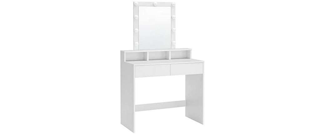 VASAGLE Coiffeuse avec miroir Blanc