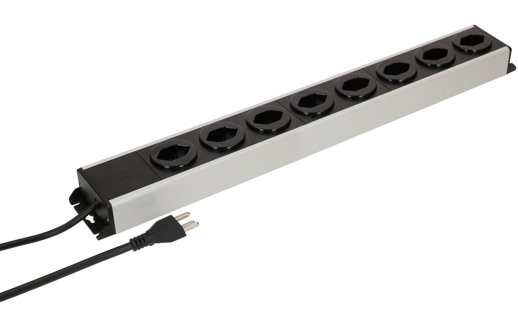 Max Hauri Bloc multiprises Power Line 8x Typ 23 Gris/noir