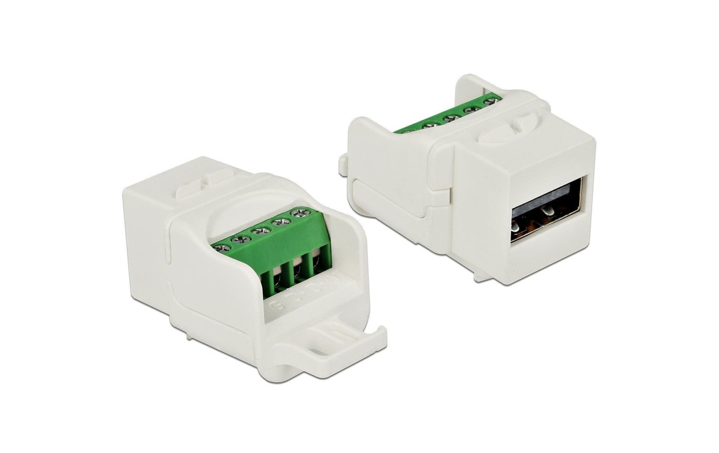 Delock Module Keystone USB 2.0, femelle à bornier Blanc
