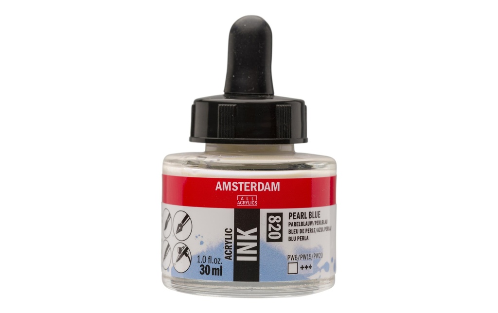 Amsterdam Encre acrylique 820 Bleu perle transparent, 30 ml 30 ml, Bleu perle