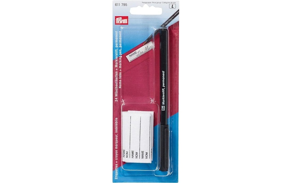 Prym Étiquettes Étiquettes de linge + stylo de marquage Set