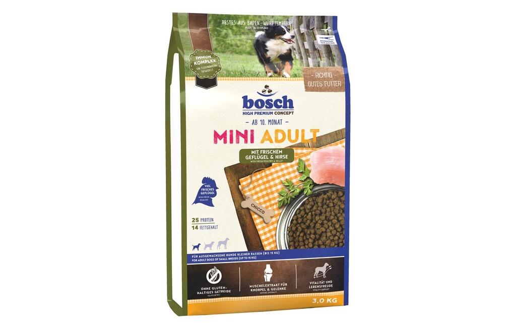 Bosch Tiernahrung Alimentation sèche Mini Adult Volaille et millet, 3 kg