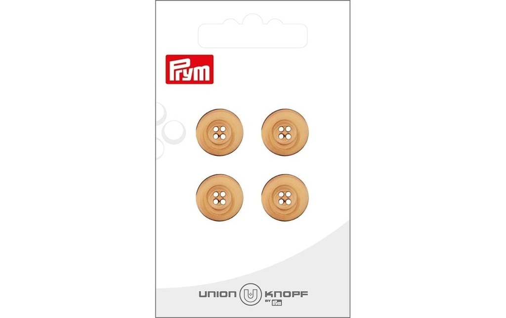 Prym Union Knopf Boutons 4 trous 15 mm, 4 pièces, Beige