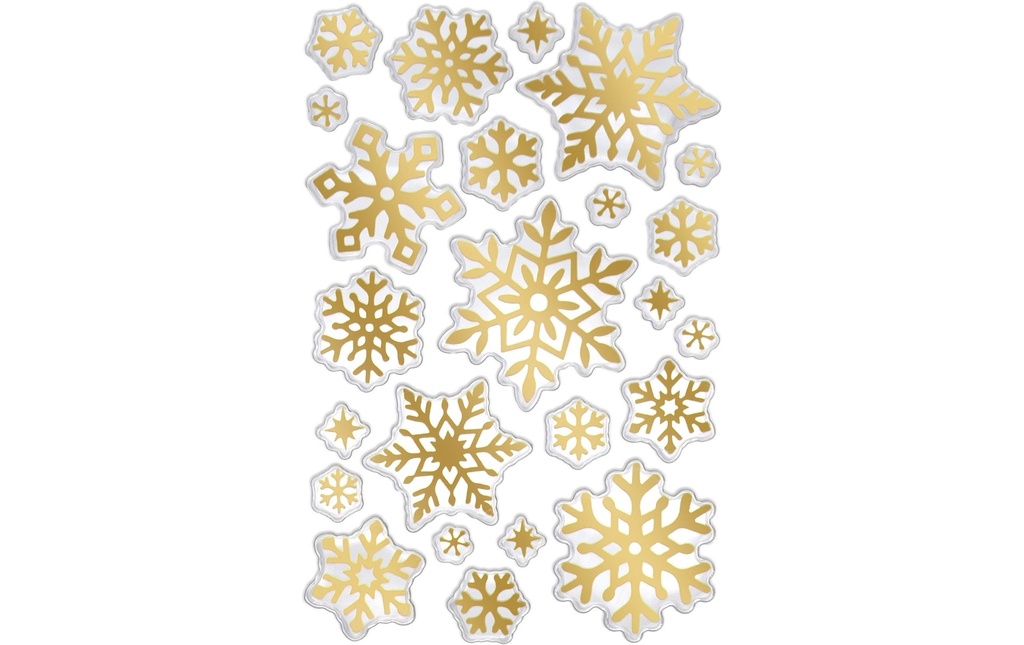 Braun + Company Autocollants de Noël Golden Crystals, Flocons de neige, 19x10.4cm
