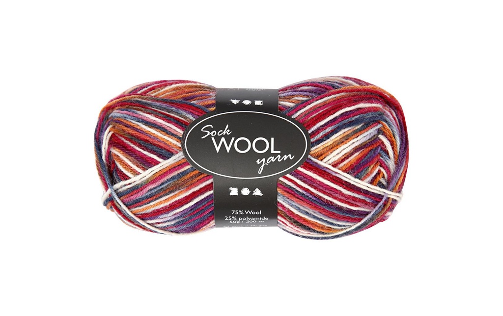 Creativ Company Laine 50 g pour les chaussettes, bleu/rouge