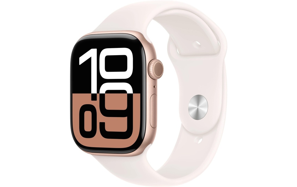 Apple Watch Series 10 46 mm LTE Alu Or Rose Sport Blanc S/M