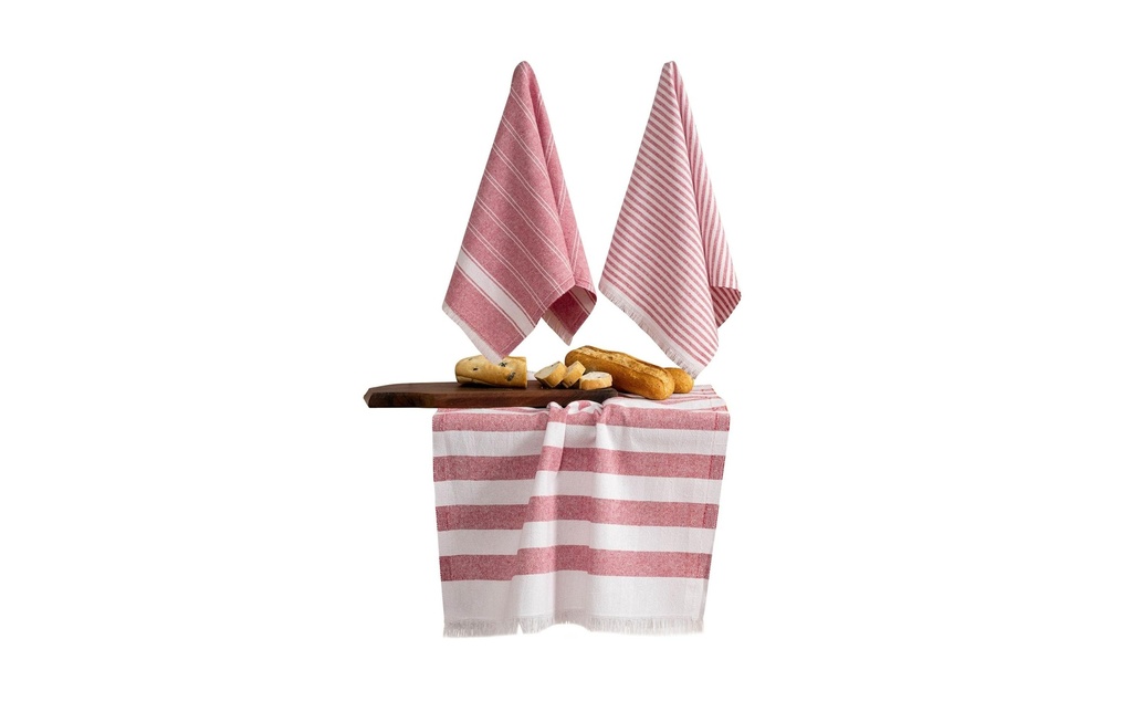 Hermia Ensemble de torchons pour la vaisselle Eliza Rouge/Blanc