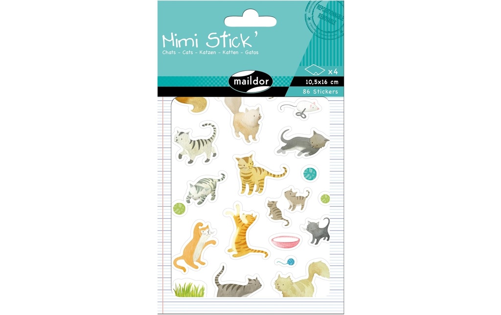 Clairefontaine Autocollant à motif Mimi Chats 4 feuilles