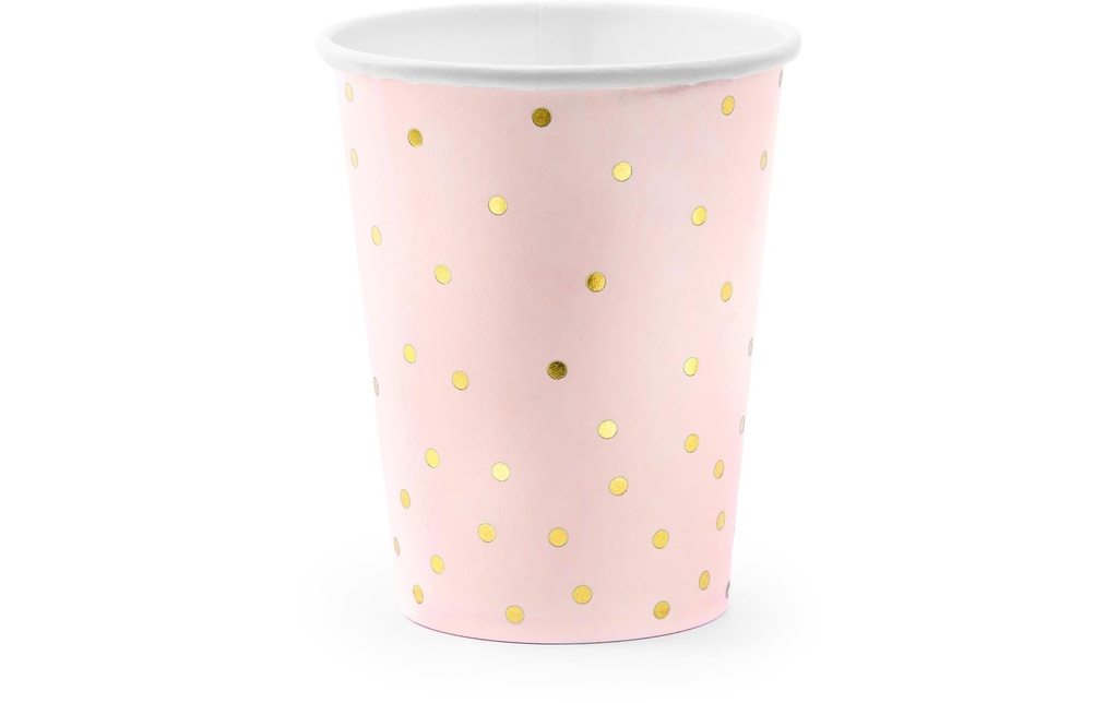 Partydeco Gobelets jetables Points 260 ml, 6 Pièce/s, Rose pâle
