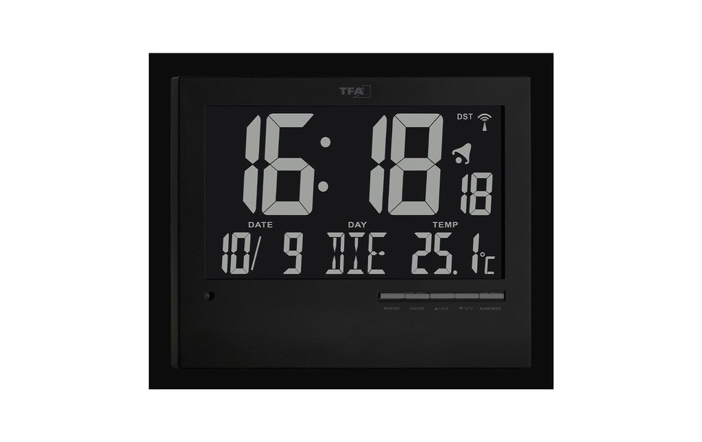 TFA Dostmann Horloge radio-pilotée Noir