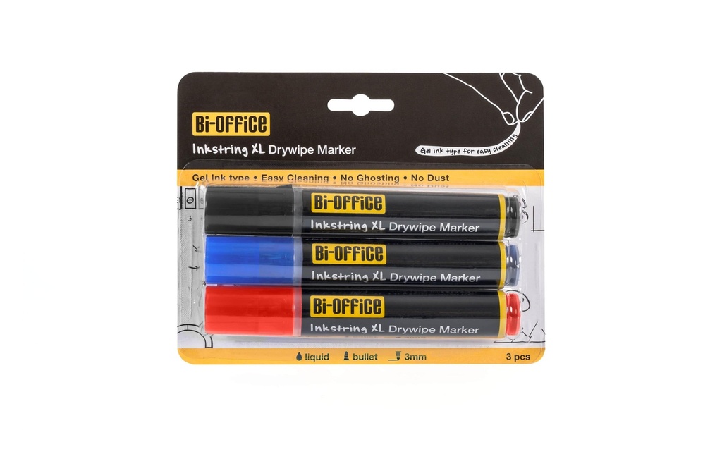 Bi-Office Marqueur pour tableau blanc Inkstring 3 pièces