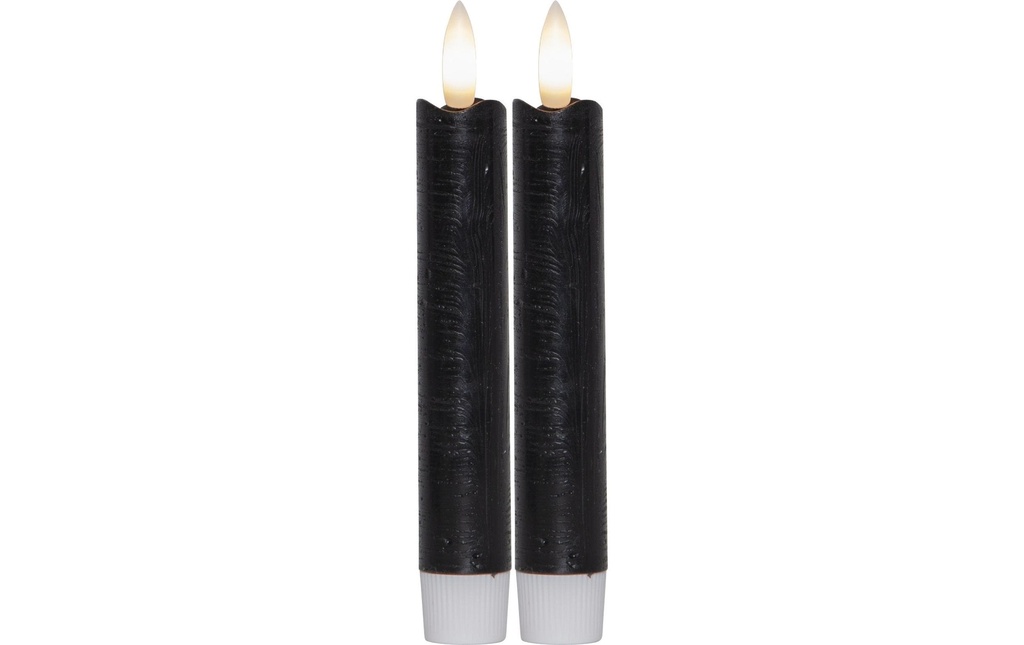Star Trading Set de bougies LED sur tige Dîner 2P Flamme 15 cm – noir